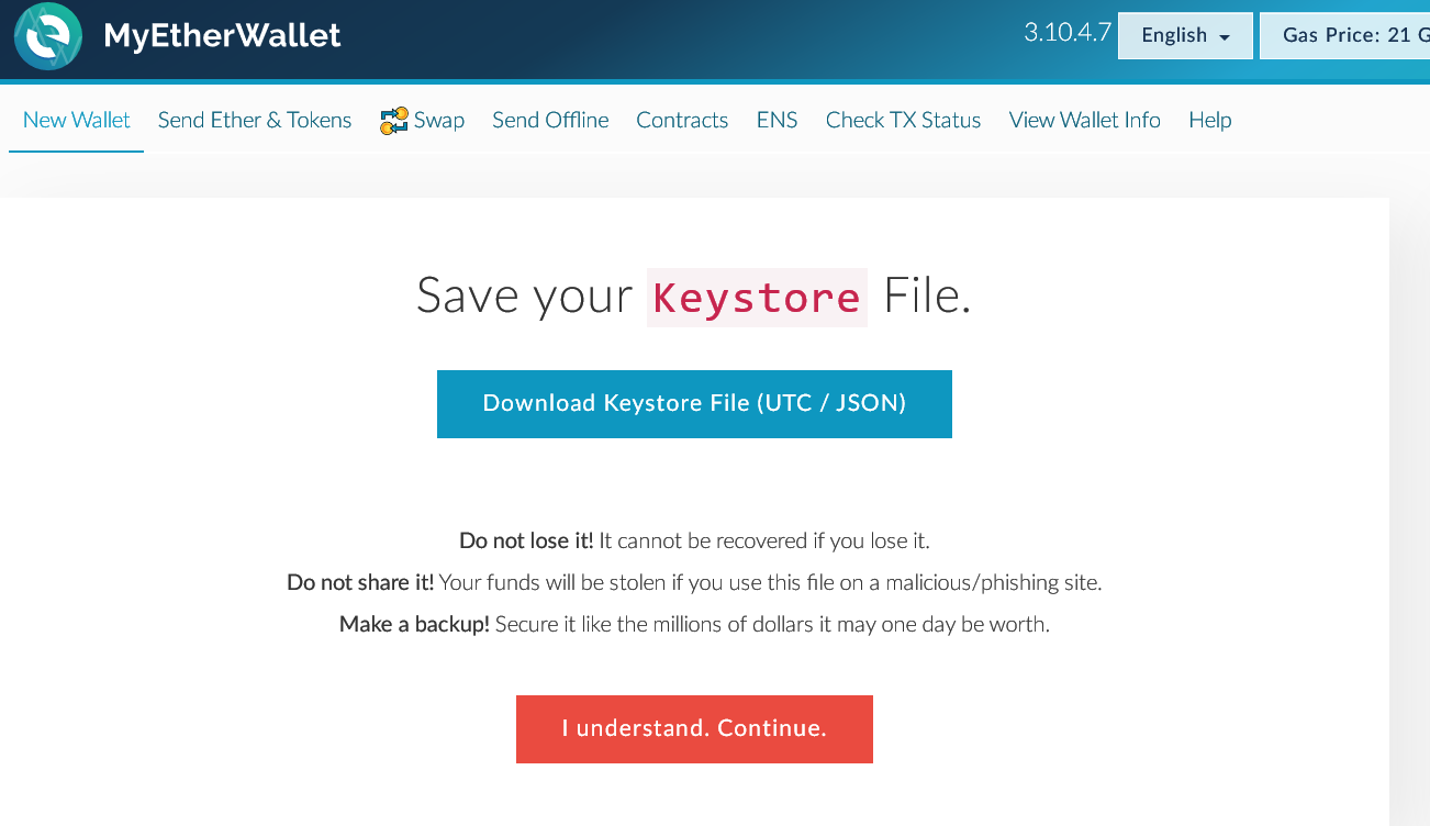 MyEtherWallet Keystore