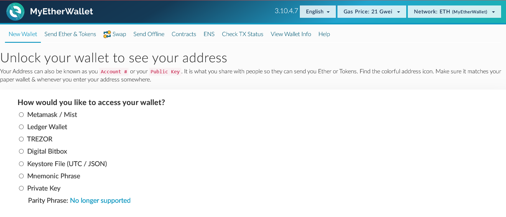 MyEtherWallet Access